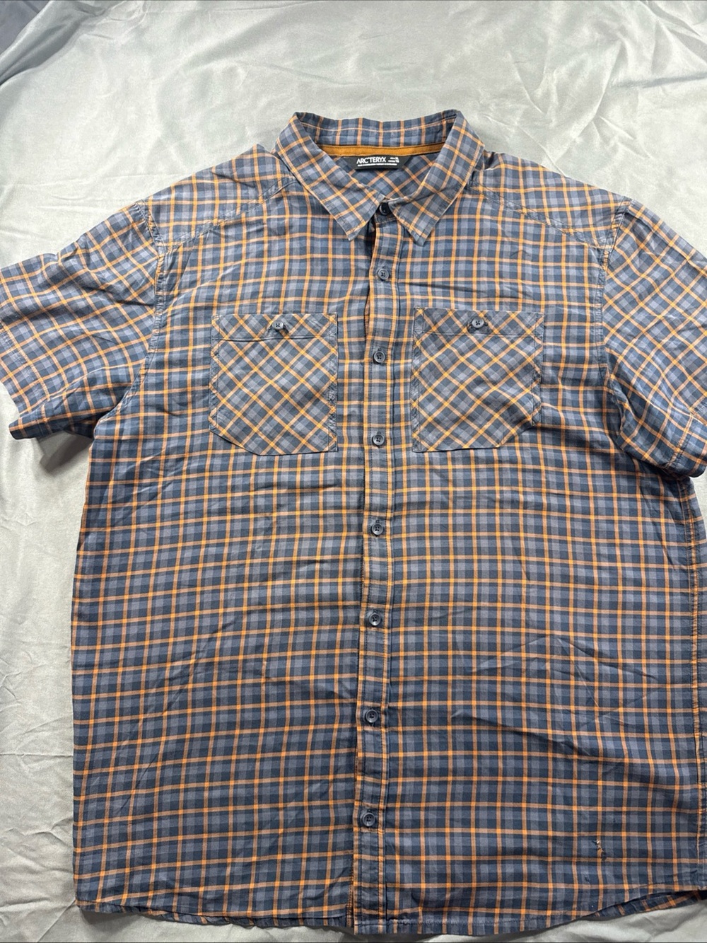 Arc'teryx Men’s Short-Sleeve Plaid Shirt - Blue & Orange